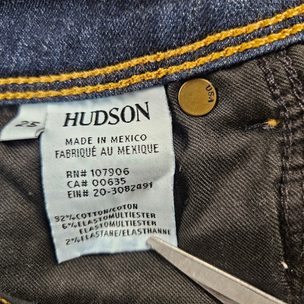 Hudson Collin Midrise Supermodel Skinny Jeans Dark Wash 25 WM422LDLO - Picture 7 of 10